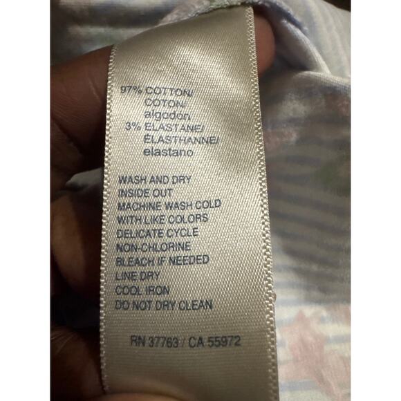 Rafaella XL Floral Stripe Cotton Button Up Jacket Pockets Spring Summer Layer - Picture 8 of 8